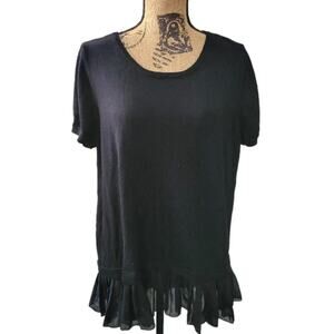 XL Apt. 9 black ruffled short sleeve knit top